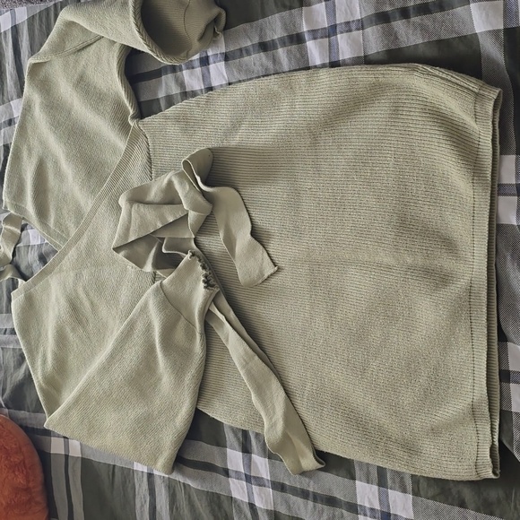 Sage Green Knit Wrap Dress - Picture 1 of 2